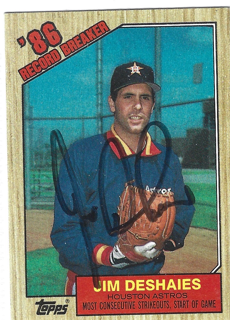 Baseball card signed by Houston Astros player Jim Deshaies